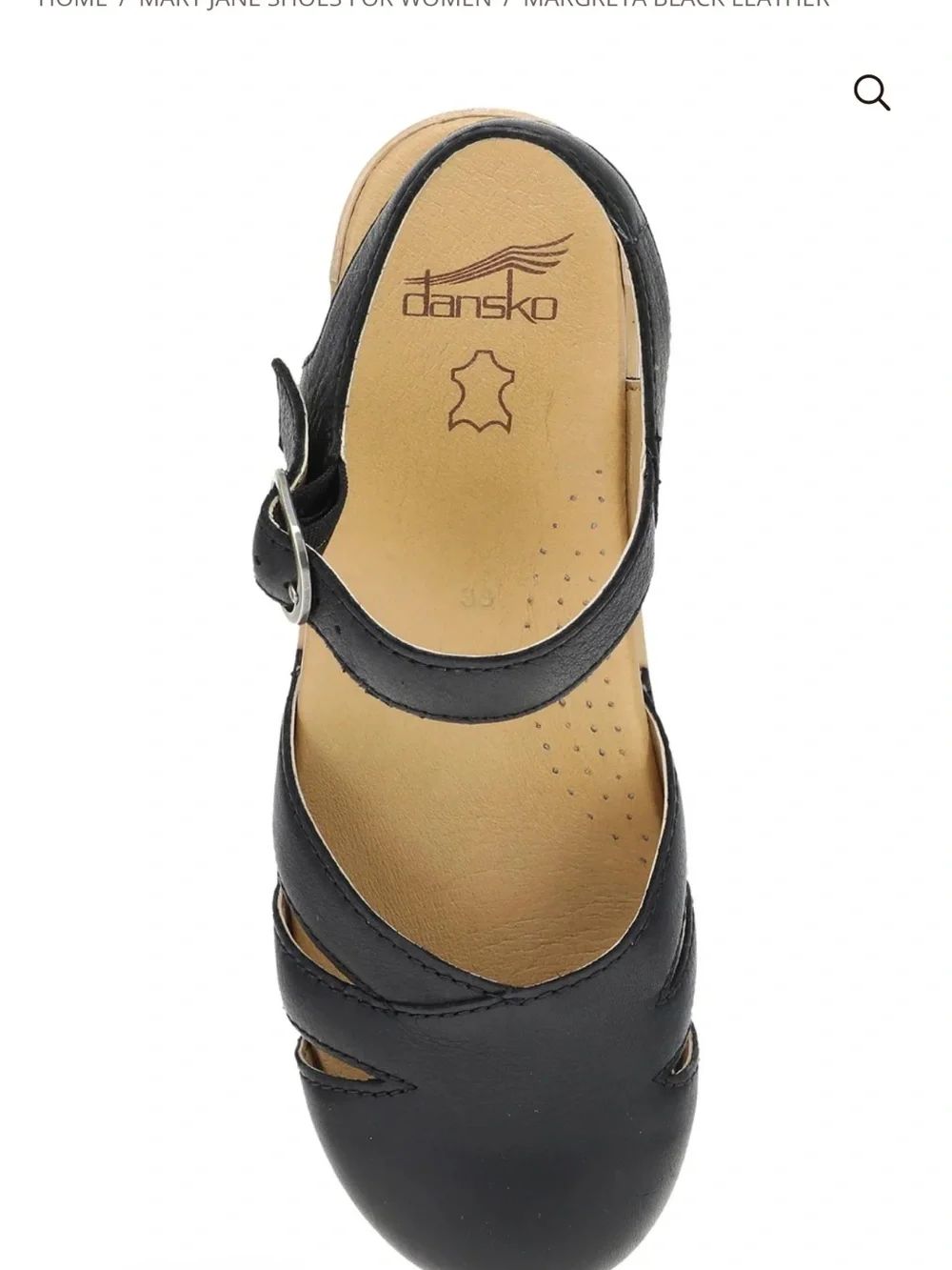 Dansko Black Leather Mary Jane Flat with Cutout Details